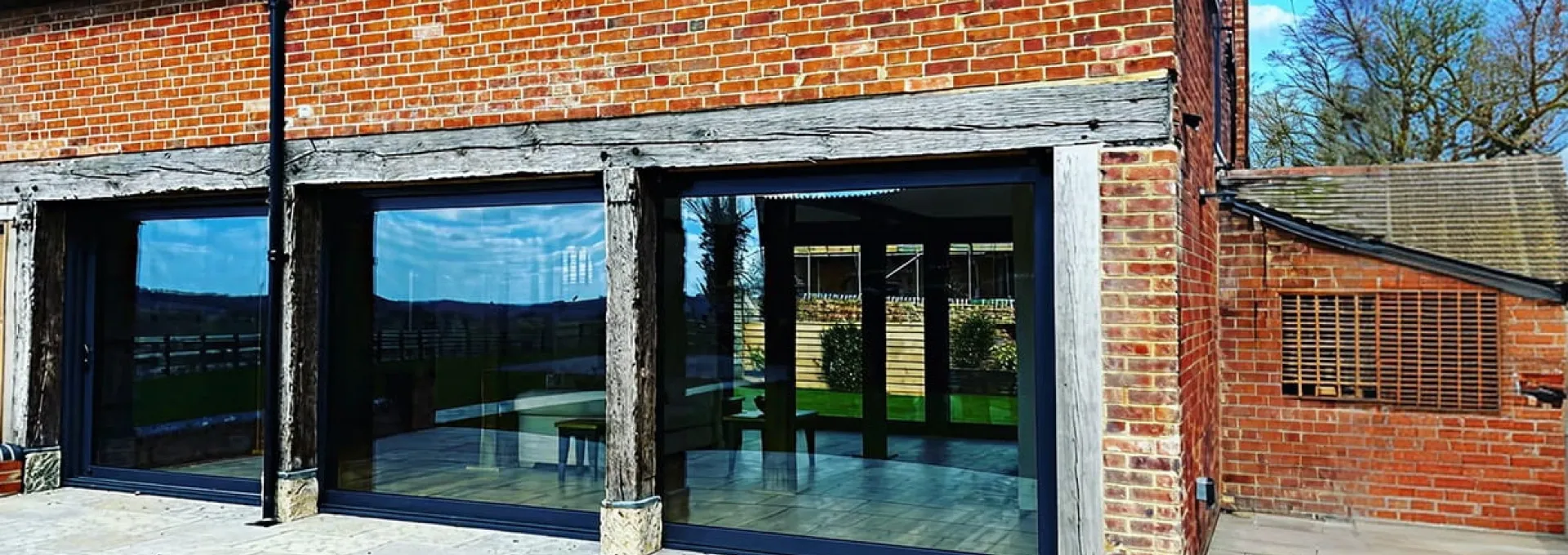 Aluminium door installation - barn conversion